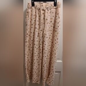 POL Light Pink & Floral Women's Wide Leg Pants
